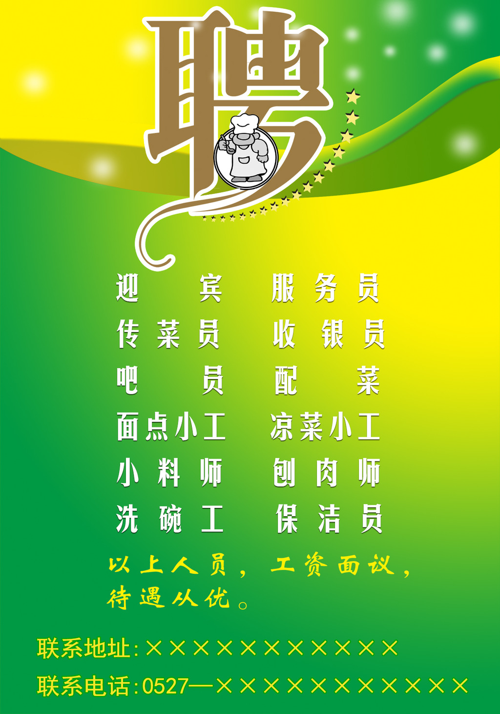 饭店招聘厨师、服务员、收银、怎么写广告?-开