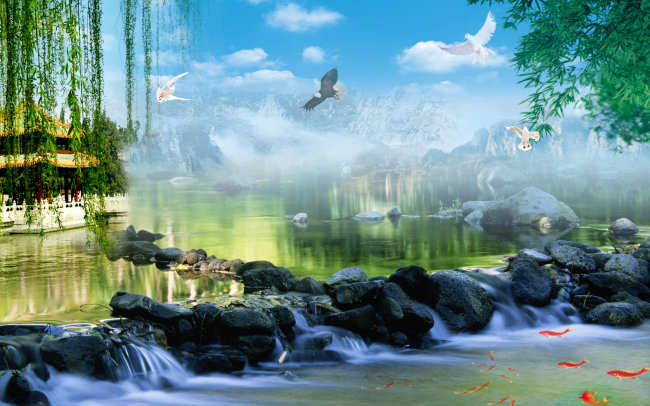 【psd】山水风景画psd分层