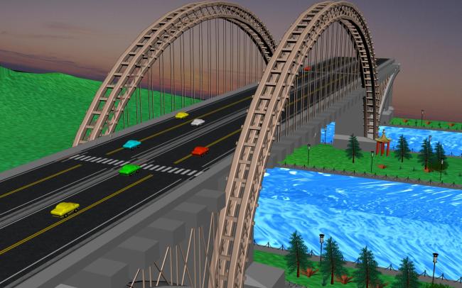 3DMAX 大桥模型建模 源文件下载模板下载(图