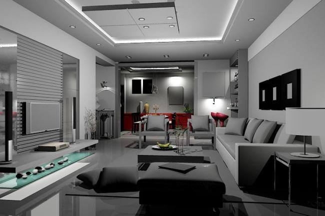 时尚大方客厅装修3d效果图