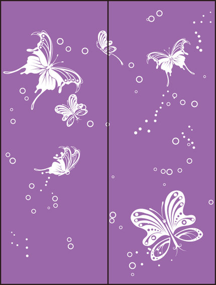紫色梦幻蝴蝶移门图模板下载(图片编号:11379