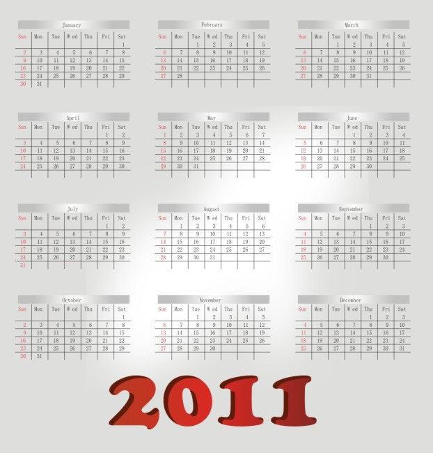 2011年矢量年历表图片
