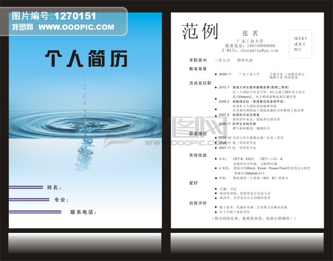 个人求职简历设计模板模板下载(图片编号:127