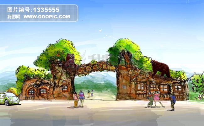 厂房大门手绘效果图