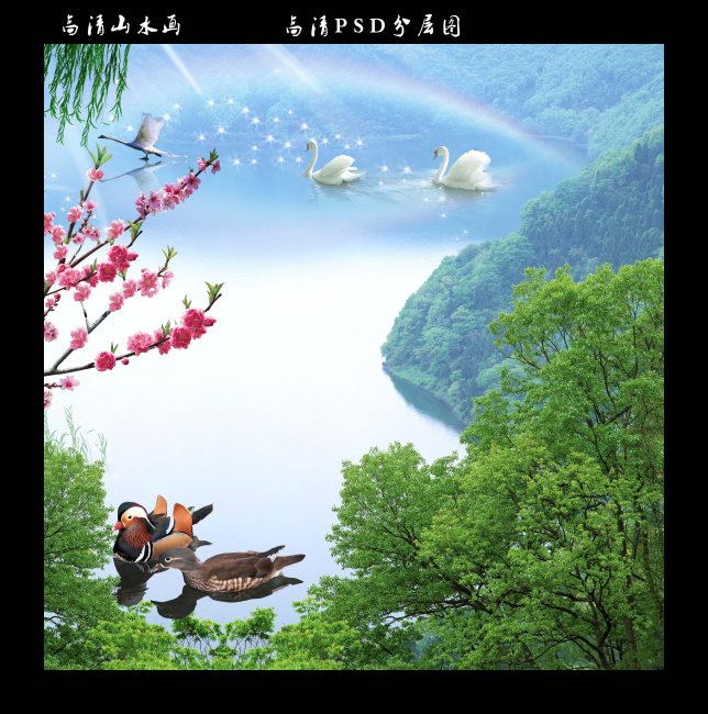 天鹅鸳鸯湖风景模板下载(图片编号:1348253)_