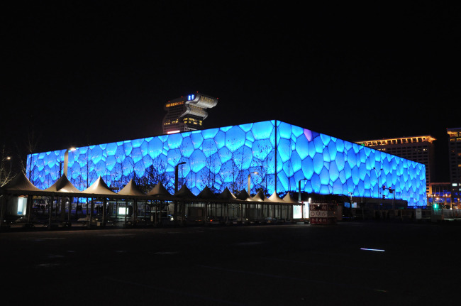 水立方夜景图片下载 水立方 水立方 水立方图片 水立方夜景 蓝色 灯光