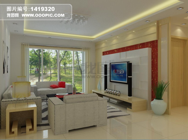 客厅3D 效果图模板下载(图片编号:1419320)_室
