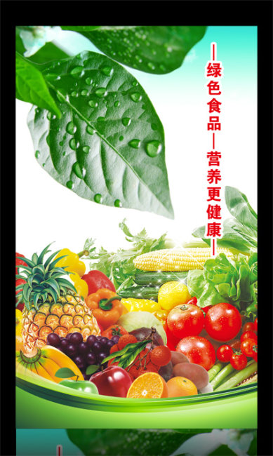 食堂安全饮食展板|有机健康蔬菜水果展板模板
