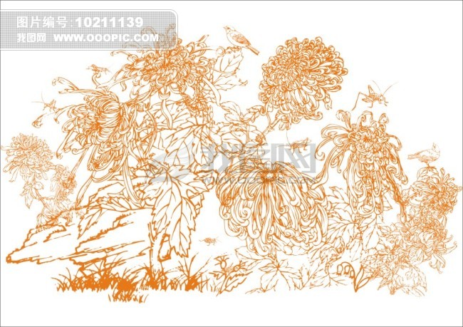 我图网提供精品流行鸟语花香-手绘画素材下载,作品模板源文件可以编辑替换,设计作品简介: 鸟语花香-手绘画 矢量图, CMYK格式高清大图,使用软件为 CorelDRAW X4(.cdr) 咏菊花香-工笔画
