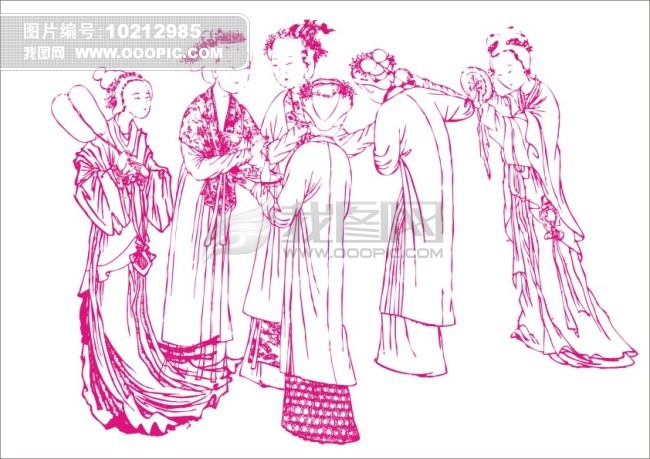 美人梳妆打扮-简笔画图片