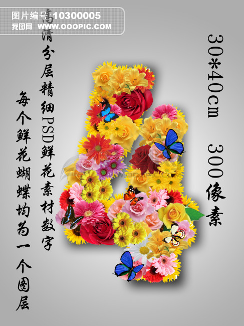 4花朵艺术字体设计模板使用(图片编号:10300005