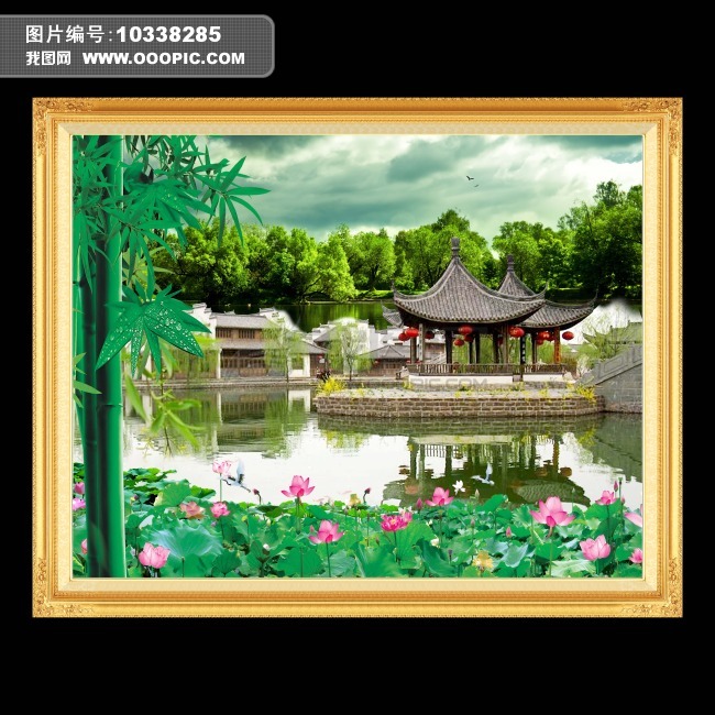 江南莲花风景图片