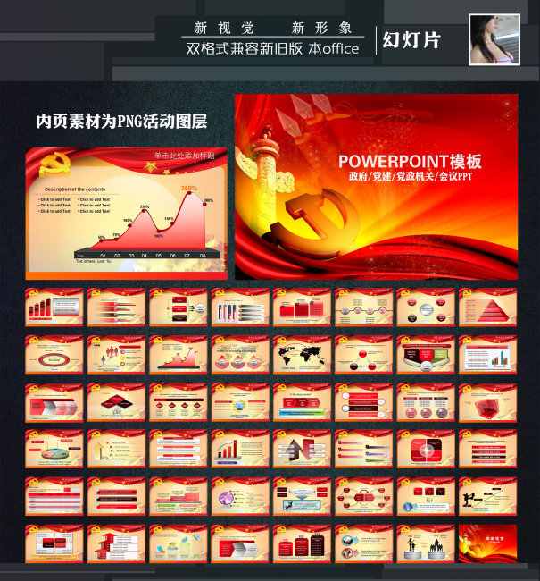 行政党政机关工作报告总结ppt模板模板下载(图