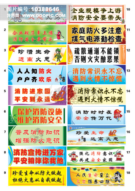各行业场所消防安全标语展板PSD分层模板下
