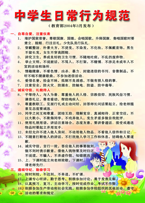 中学生日常行为规范模板下载(图片编号:10391