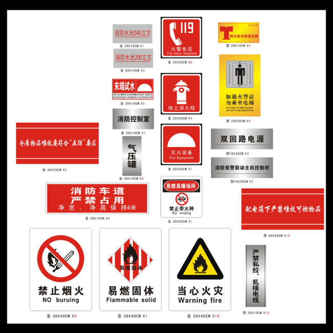 安全消防标识模板下载