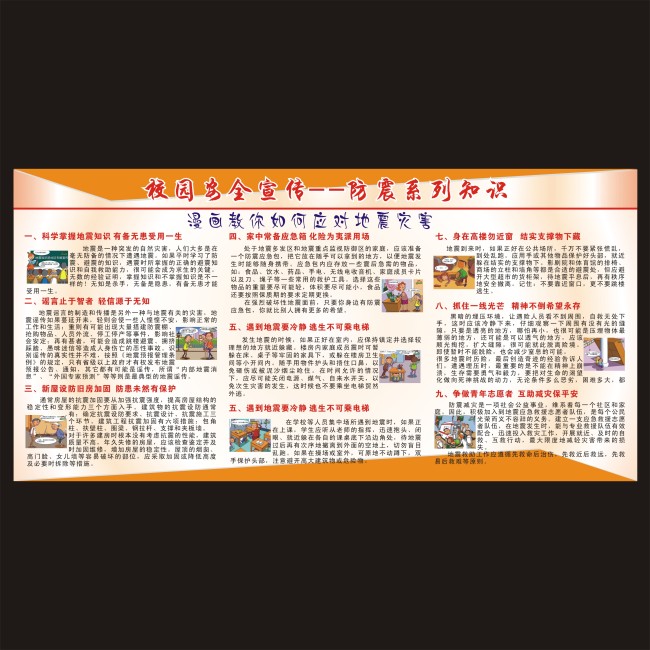 学校安全教育之防震系列知识展板素材模板下载