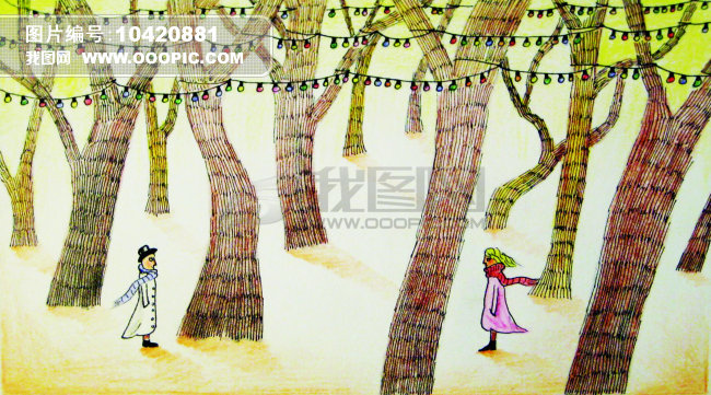 丛林的相遇图片素材(图片编号:10420881)_人物插画图片库_插画|油画|绘画图库