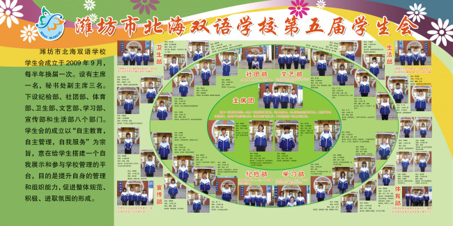 校园文化建设学生会展板PSD高清下载模板下