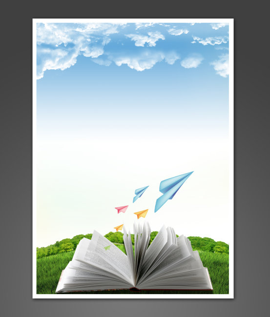书本 纸飞机 学校教育展板背景设计模板下载(图