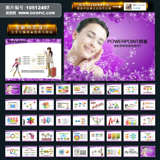 美容美体女性化妆品销售业绩报告PPT模板下载