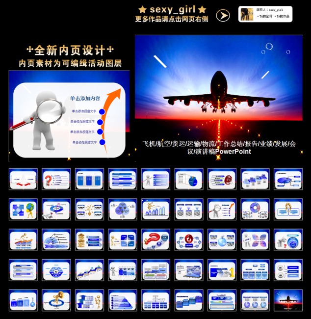 航空物流运输飞机工作总结报告PPT模板模板下