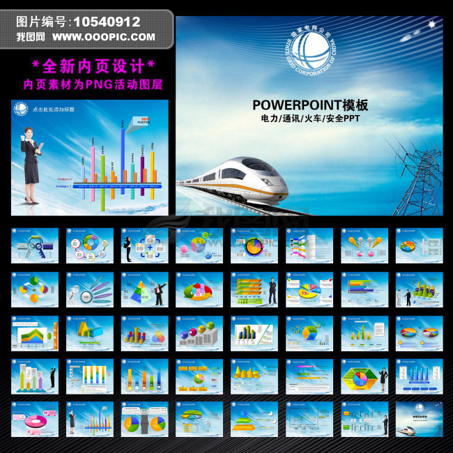 电力电网动车铁路安全经济PPT幻灯片模板下载