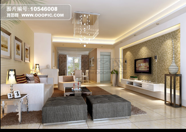 欧式客厅设计3D效果图制作图片素材(图片编号