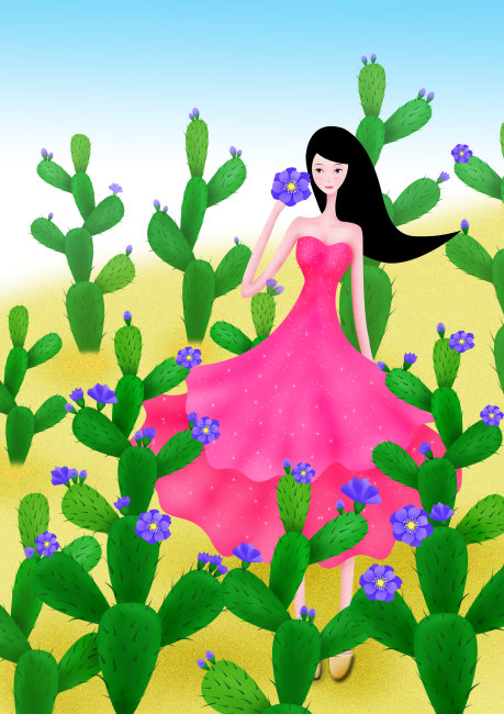 仙人掌女孩模板下载(图片编号:10575476)_其他