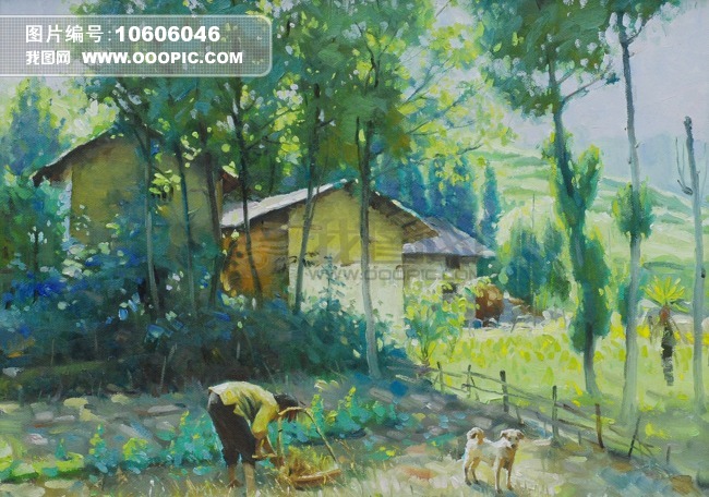 油画<em>篱笆女人和狗</em>图片素材(图片编号:1060604