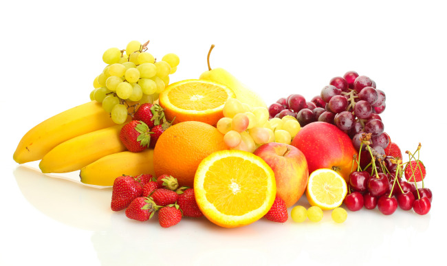 新鲜水果 葡萄 菠萝 青苹果 香蕉模板下载(图片