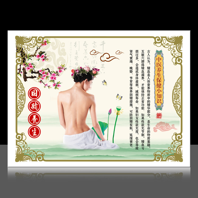 中国风中医养生保健知识展板固精养生模板下载