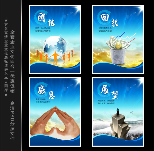 全套企业文化展板海报psd下载