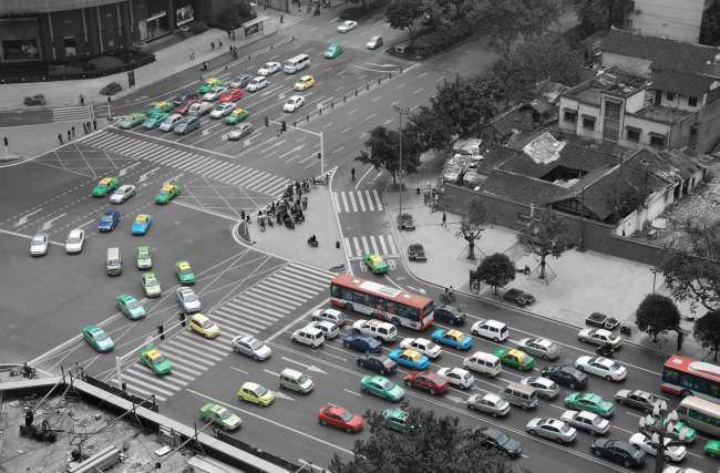 成都马路路口图片下载 汽车 交通 塞车 公共 路口 马路 十字路口