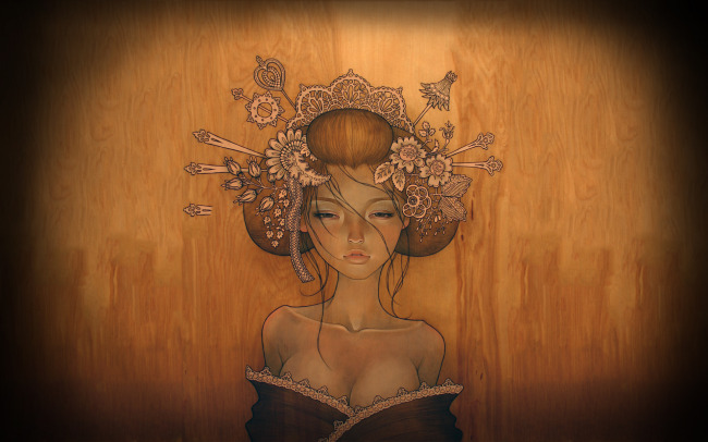 <em>古典女人</em> 牛皮纸 复古怀旧模板下载(图片编号: