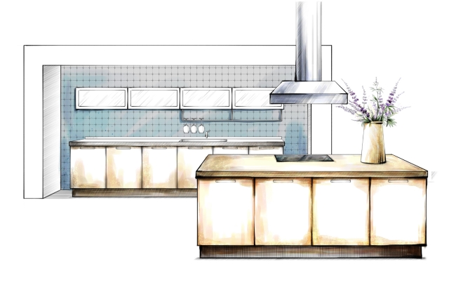 厨房手绘设计效果方案