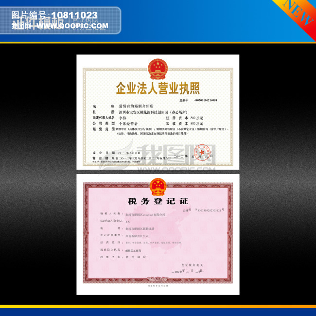 营业执照 税务登记证模板下载(图片编号:1081
