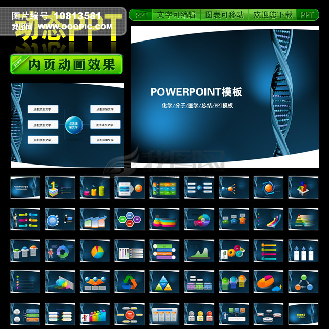 生物科学基因化学实验研究医学医疗PPT模板下