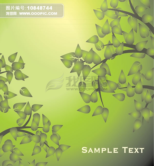 树枝花纹绿色背景模板使用(图片编号:10848744
