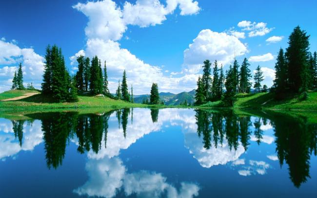 草地 青草 蓝天白云 青山绿水 湖光倒影 风光 风景 景色 景观 高背景