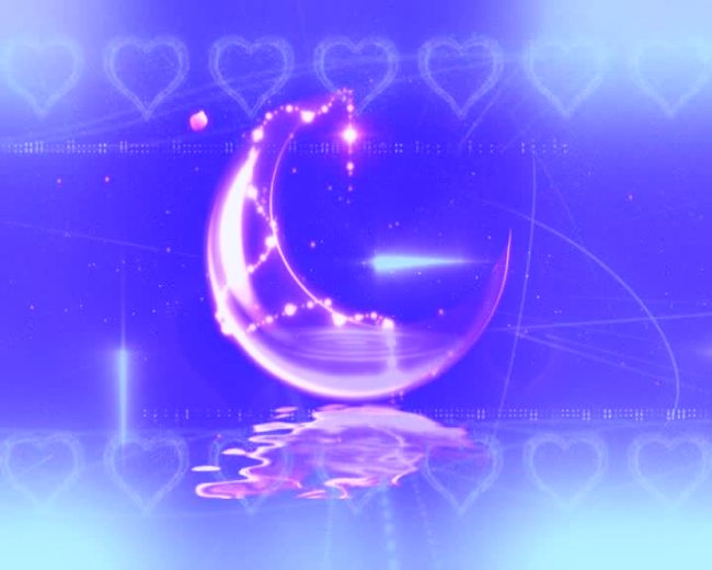 星月传说蓝色心形边框闪烁背景模板下载(图片
