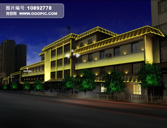 楼体LED灯光亮化效果图模板下载(图片编号:1