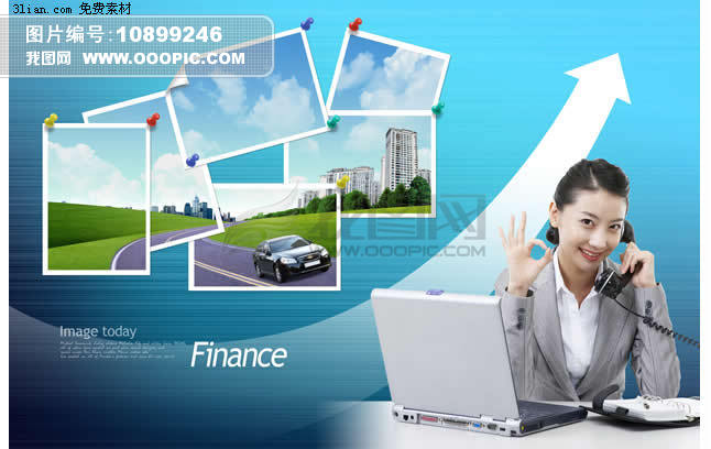 商务女性打电话PSD素材模板下载(图片编号:1