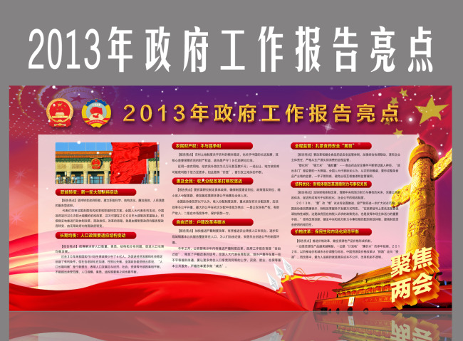 聚焦两会政府工作报告亮点素材背景模板模板下