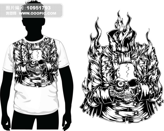 创意潮流幽灵骑士t恤衫设计图模板下载(图片编