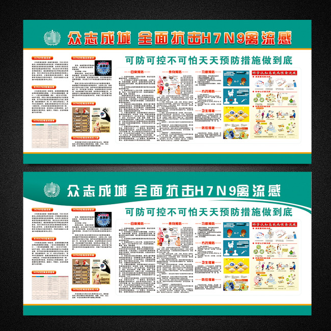 预防H7N9禽流感知识宣传展板设计模板下载(图