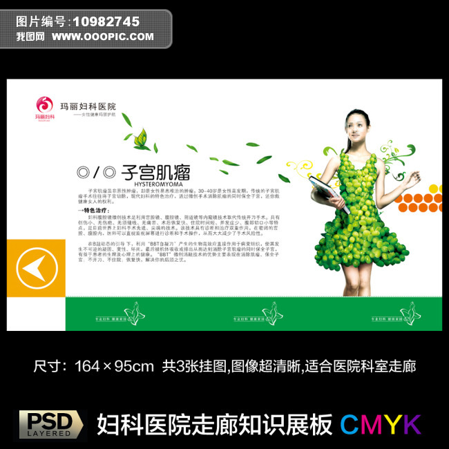 妇科医院走廊科室知识展板PSD模板模板下载