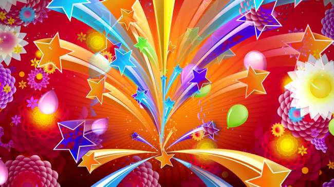 花朵星星火红热烈气氛大屏幕LED视频素材模板