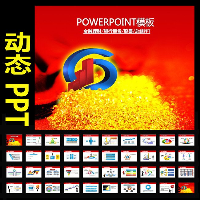黄金银行金融理财投资期货PPT幻灯片模板下载