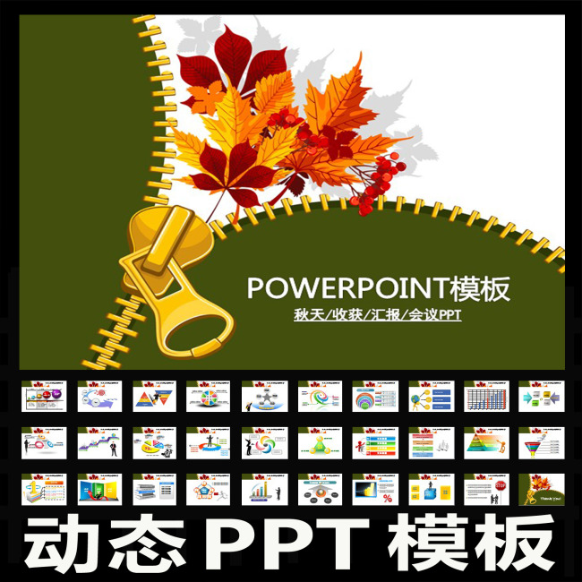 教育培训秋天收获季节红枫叶幻灯片PPT模板下